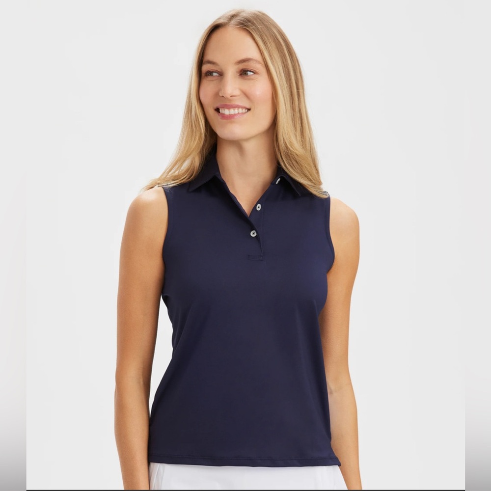 Sleeveless Polo Top in Navy